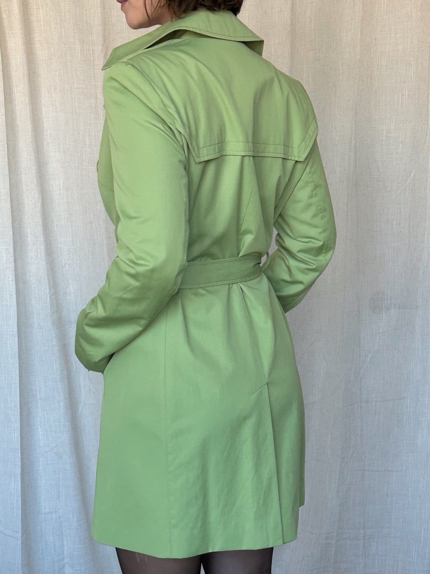 Vintage Lime Green Lined Trench Coat
