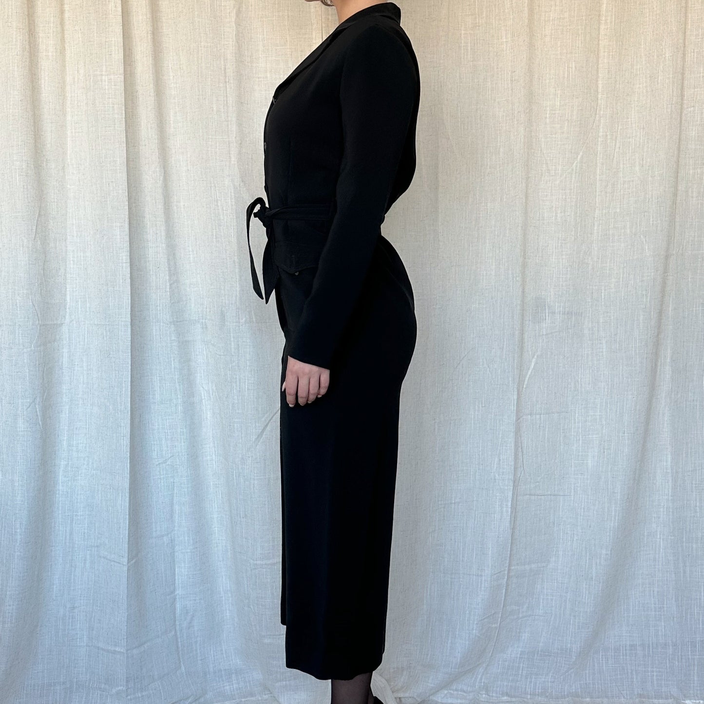 Vintage Black Dress with Waist Belt