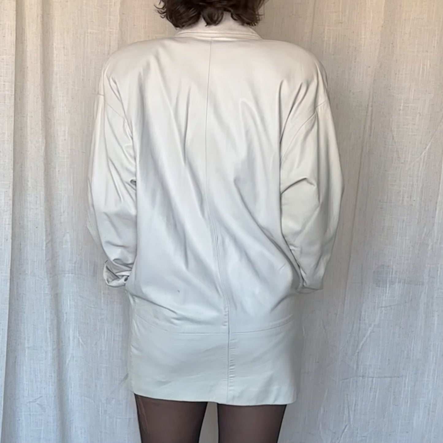 White Leather Oversized Blazer