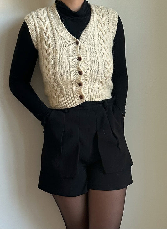 Vintage Cable Knit Button Vest