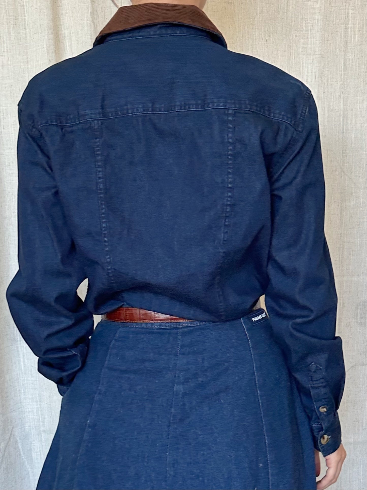 Blue Jean Blouse w/ Corduroy Collar