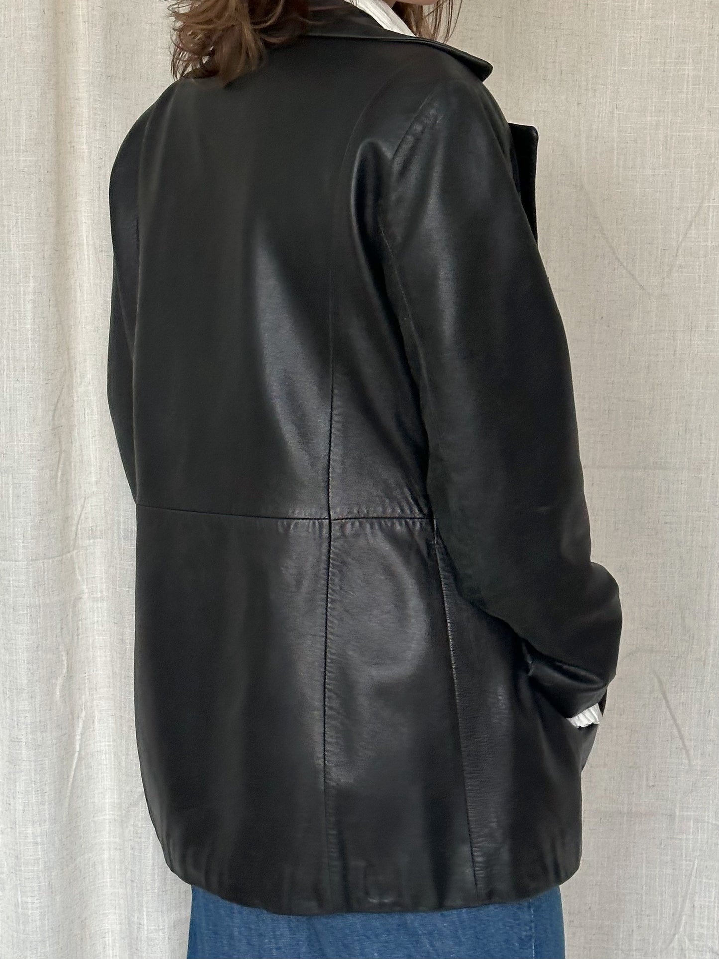 Vintage Andrew Marc Black Leather Coat