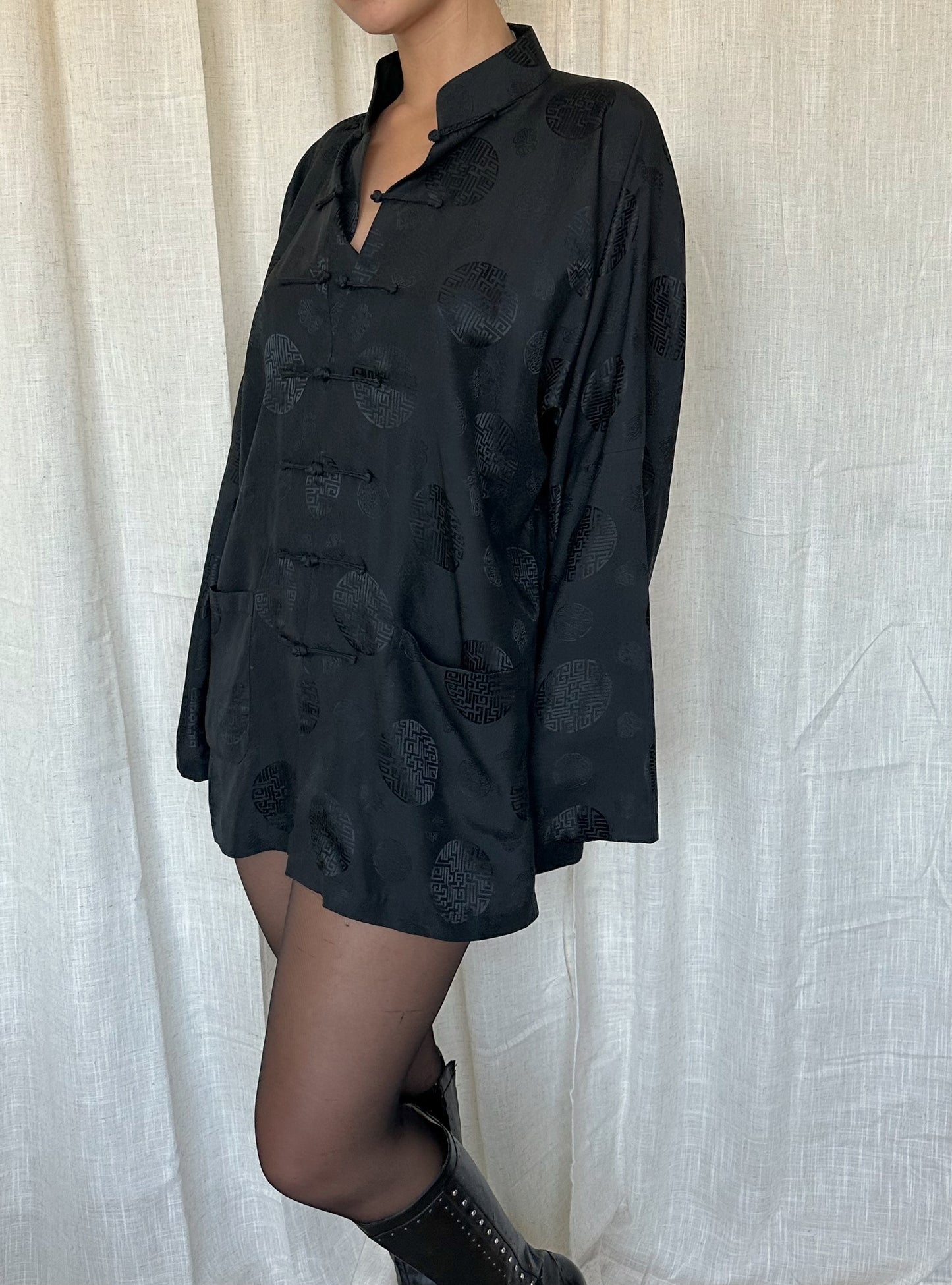 Vintage Black Silk Kimono