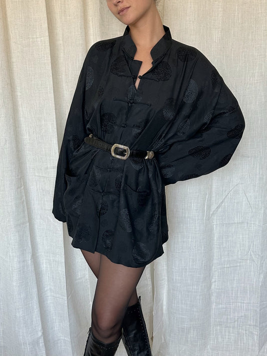 Vintage Black Silk Kimono