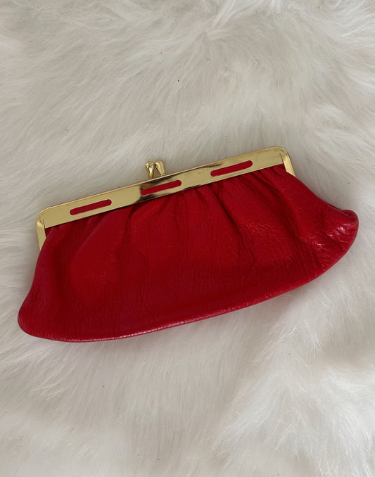 Vintage Red Leather Clutch