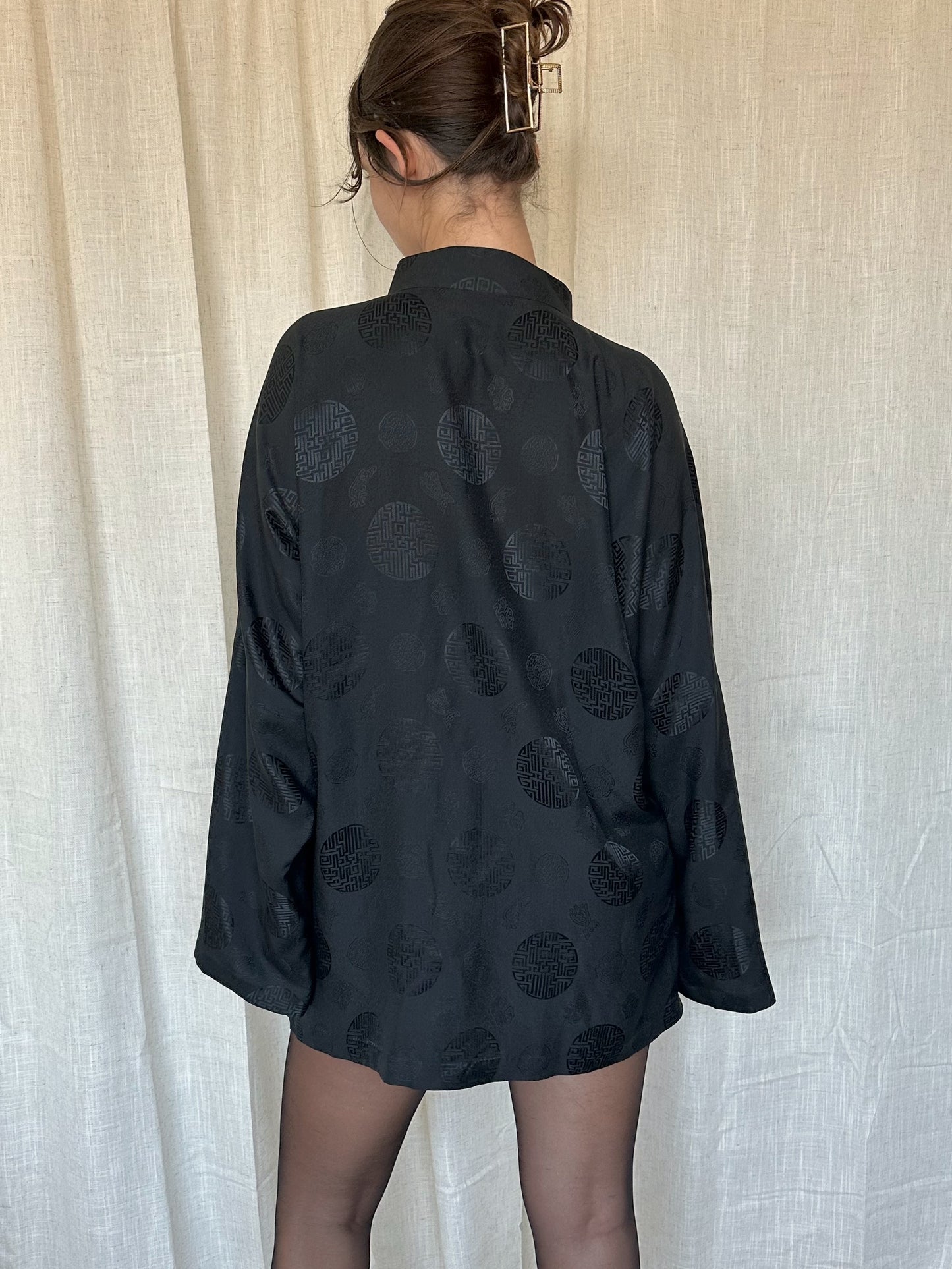 Vintage Black Silk Kimono