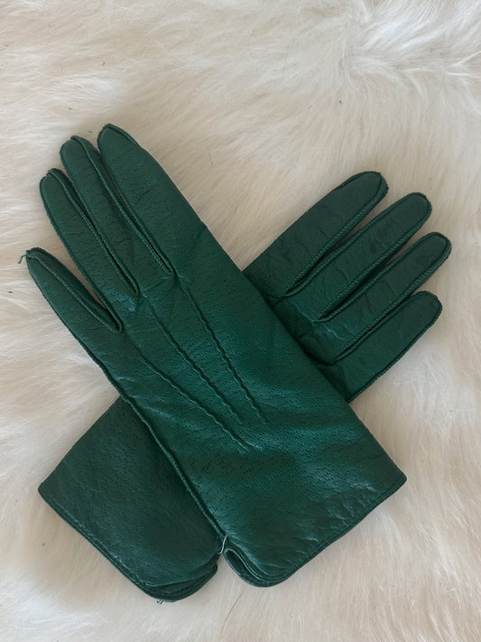 Green Leather Gloves