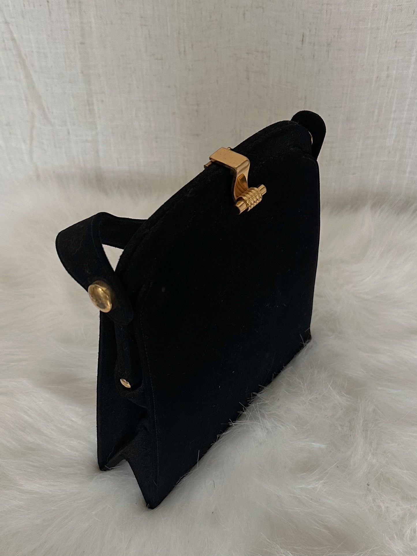 Vintage Black Velvet Clutch with Coin Purse