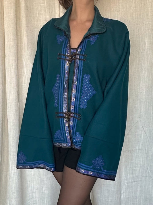 Vintage Teal Wool Coat